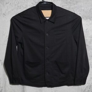 John Varvatos Chore Shirt Jacket Mens Large Black Slub Knit Button Front Pockets